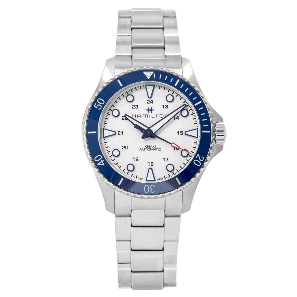 Hamilton kaki marineblauw scuba roestvrij staal zilveren wijzerplaat automatisch duiker H82505150 300M herenhorloge