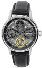 Ingersoll The Jazz Sun and Moon Phase Leather Strap Skeleton Silver Dial Automatic I07701 Herrenuhr