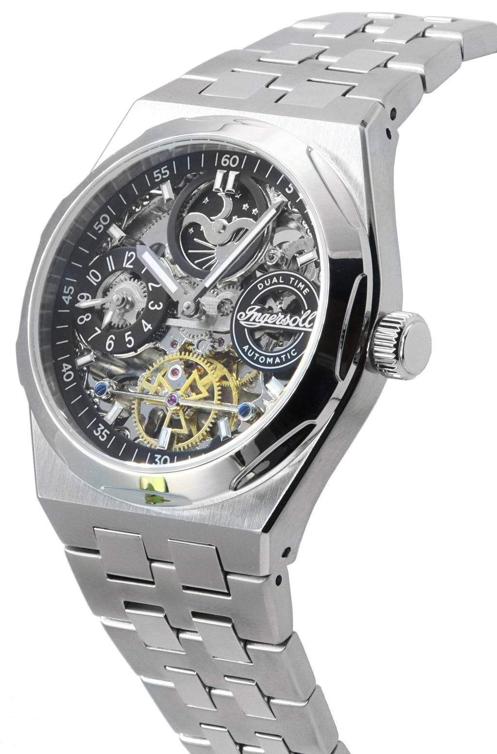 Ingersoll The Broadway Dual Time Skeleton Black Dial Automatic I12901 Men's Watch