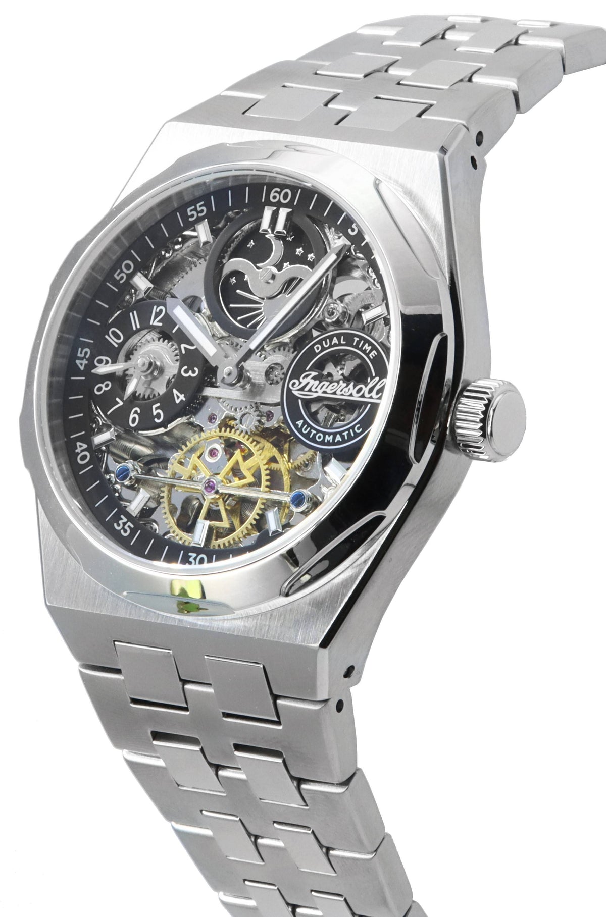 Ingersoll The Broadway Dual Time Skeleton zwarte wijzerplaat automatisch I12901 herenhorloge