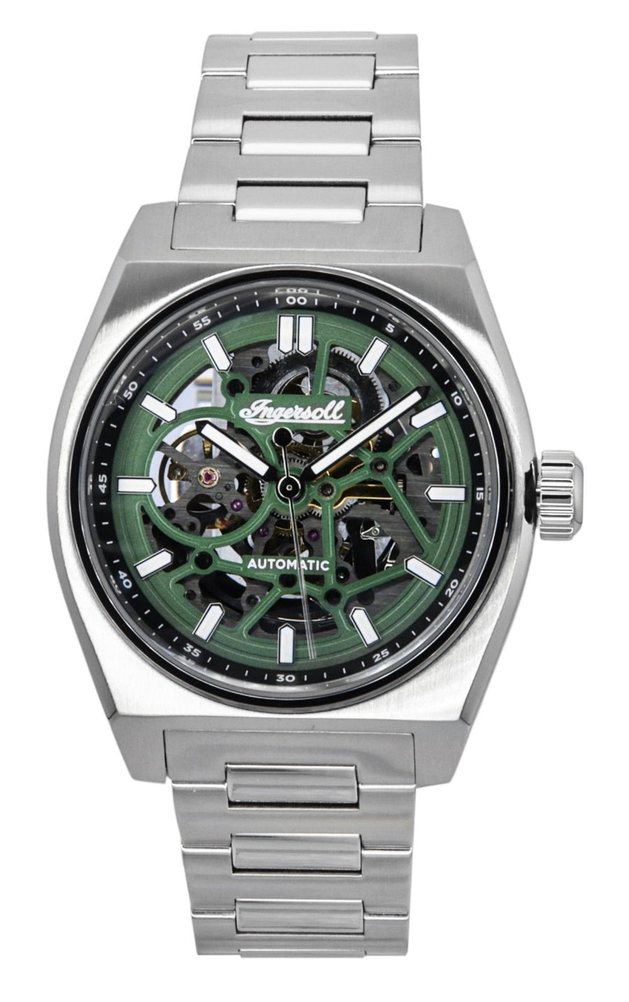 Ingersoll Vert Edelstahl Grünes Skelettzifferblatt Automatische Herrenuhr I14304