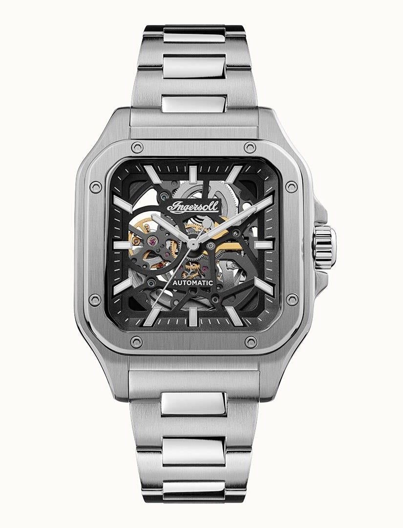 Ingersoll The Ollie roestvrijstalen zwarte skeleton wijzerplaat automatisch I14501 herenhorloge