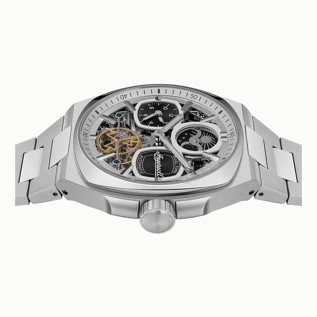 Ingersoll The Spirit Moon Phase roestvrijstalen zilveren skeleton wijzerplaat automatisch I15802 herenhorloge