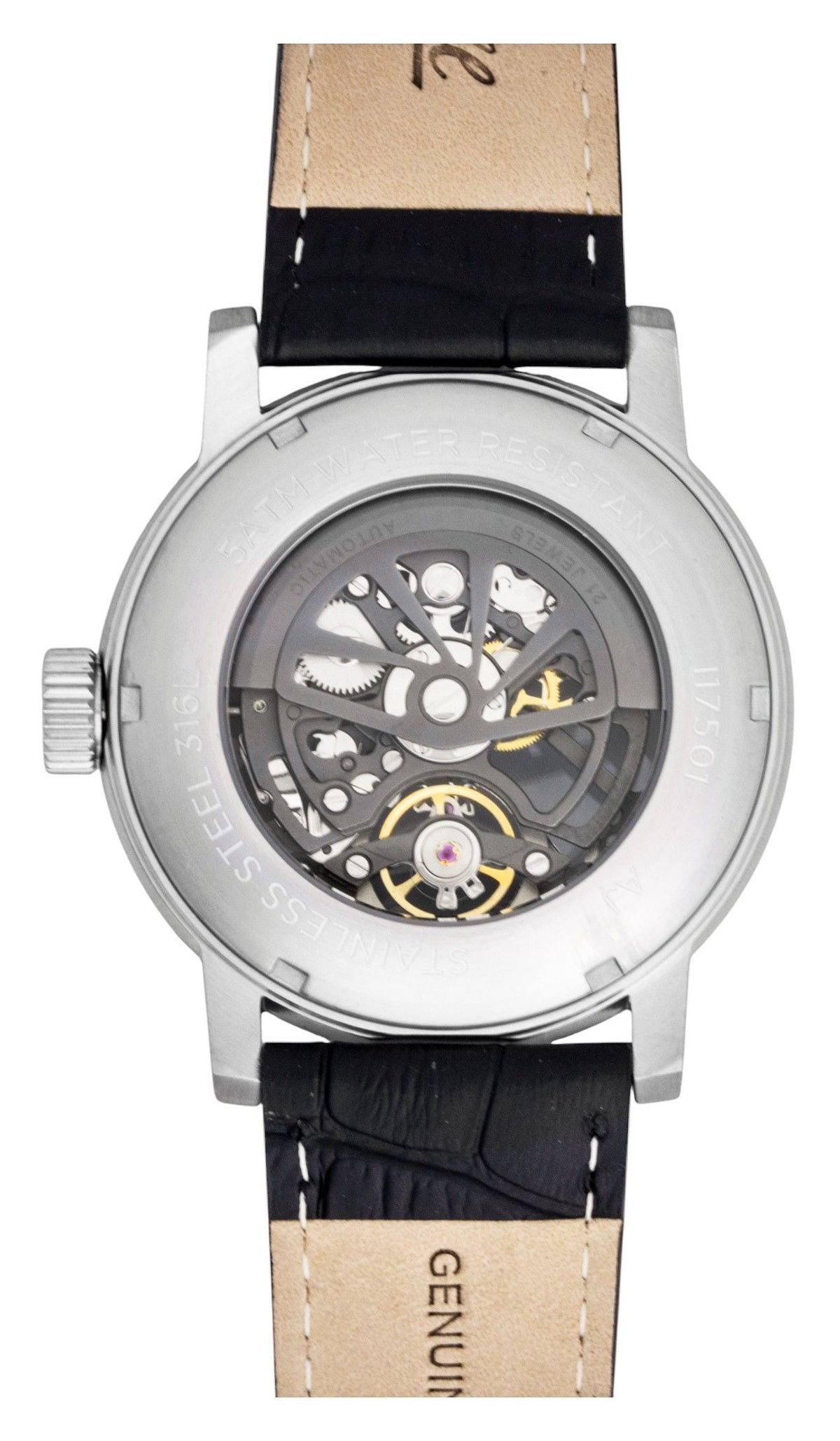 Ingersoll The Guy leren band grijze skeletwijzer automatisch I17501 herenhorloge