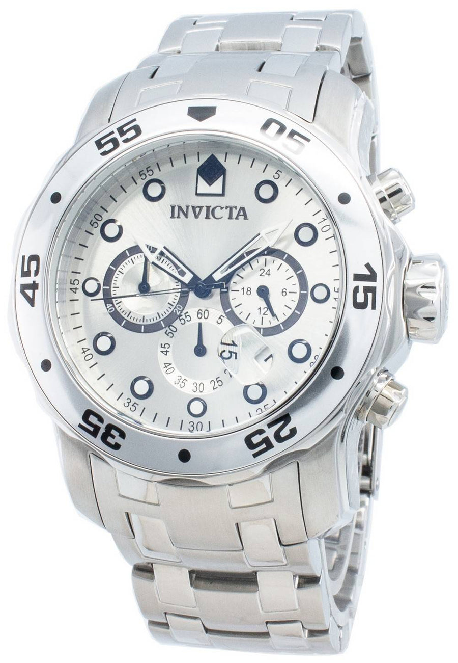 Invicta Pro-Diver Quarz-Chronograph Silbernes Zifferblatt 0071 Herrenuhr