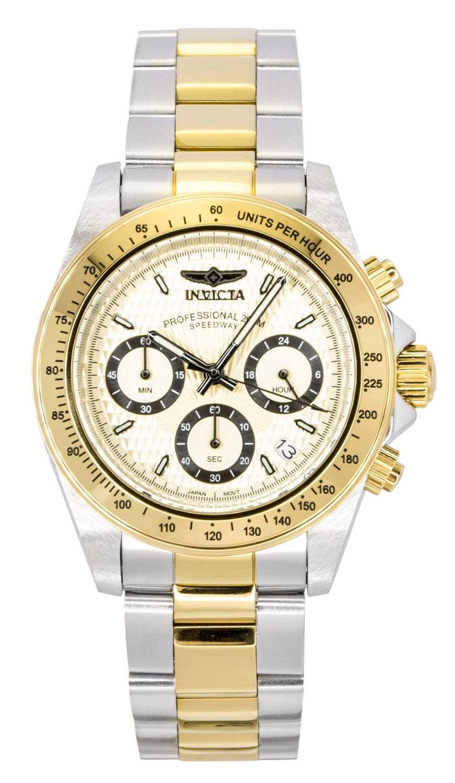 Invicta Speedway Zweifarbiges Edelstahl Goldfarbenes Zifferblatt Quarz Taucheruhr 14930 200M Herrenuhr