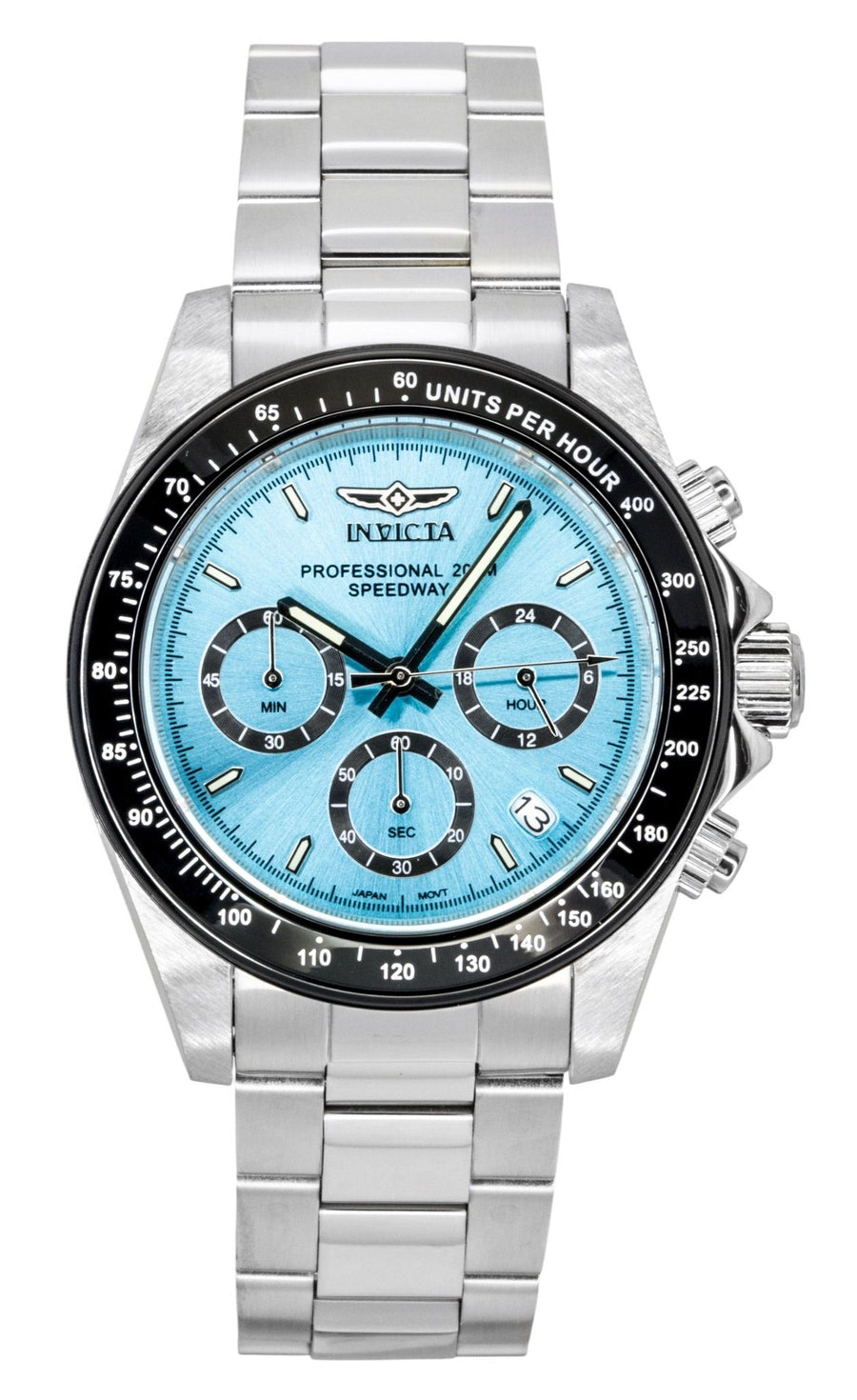 Invicta Speedway Chronograph Edelstahl Türkises Zifferblatt Quarz Taucheruhr 15589 200M Herrenuhr