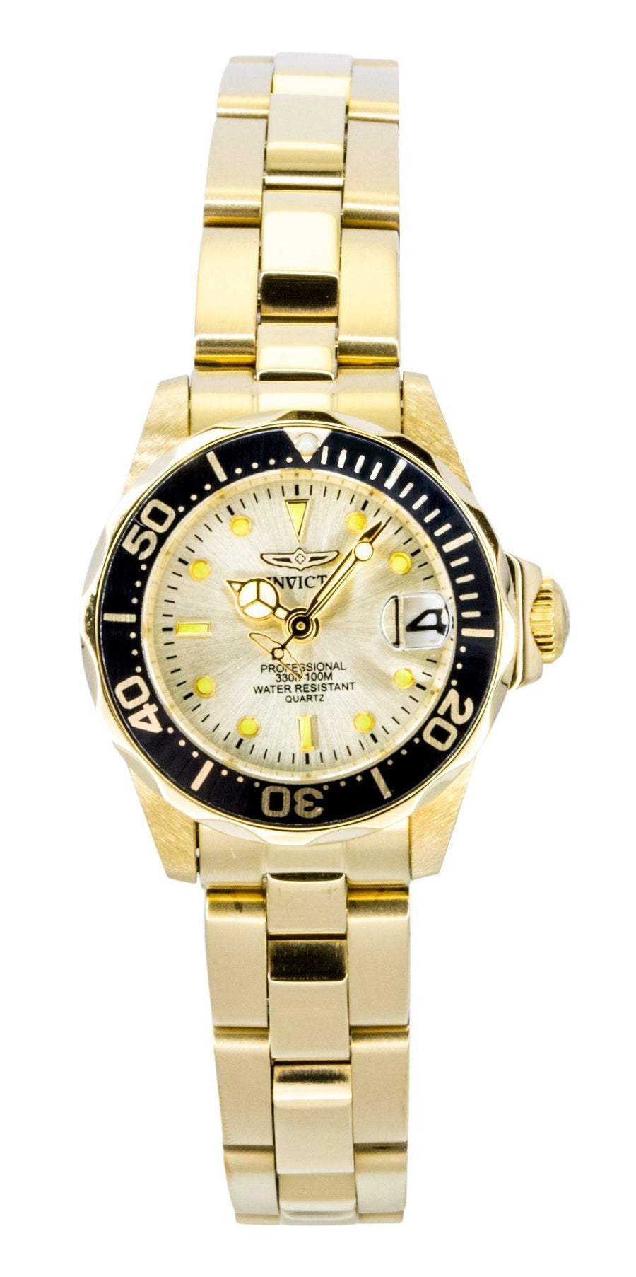 Invicta Pro Diver Goldfarbenes Edelstahl Champagner-Zifferblatt Quarz Taucheruhr 17038 200M Damen Uhr