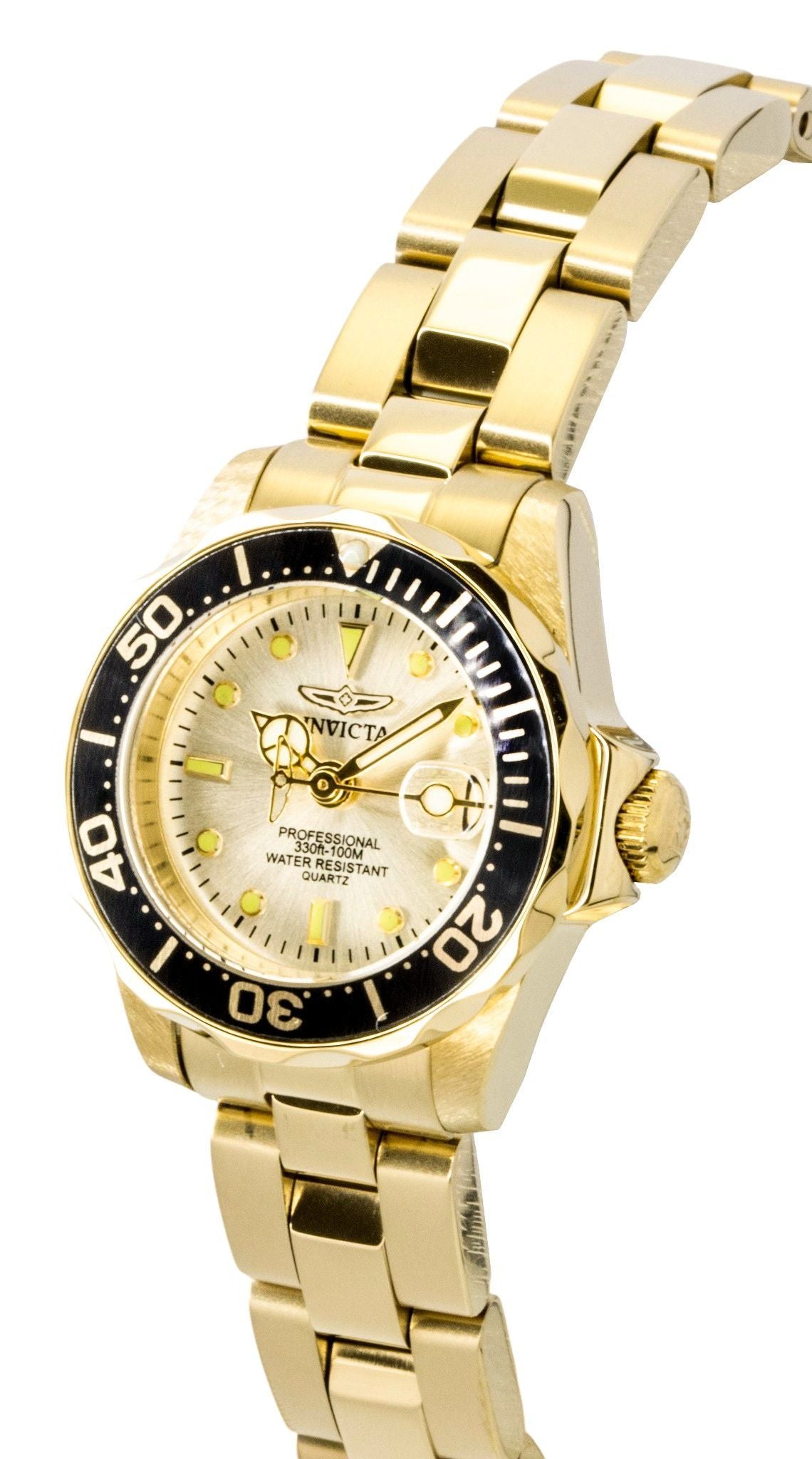 Invicta Pro Diver Gold Tone Stainless Steel Champagne Dial Quartz Diver's 17038 200M Women's Watch