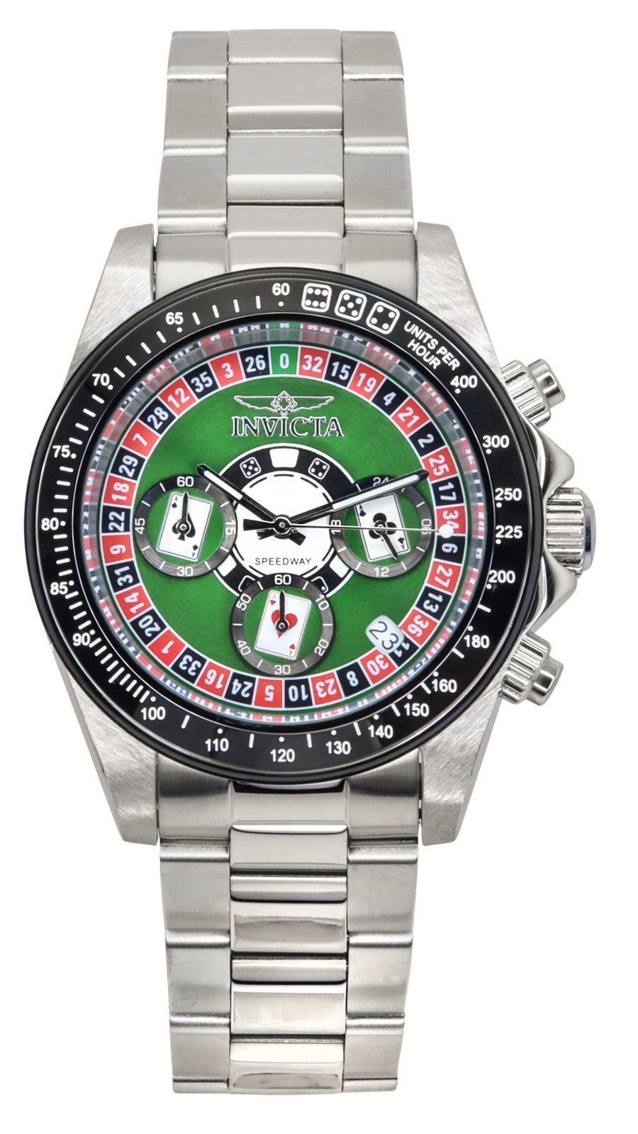 Invicta Speedway Roulette Casino Chronograph GMT Grüne Zifferblatt Quarz 44642 200M Herrenuhr