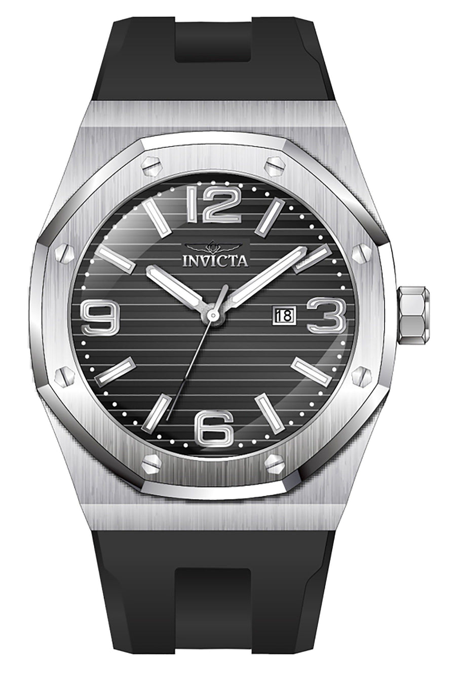 Invicta Huracan Silikonarmband Schwarzes Zifferblatt Quarz 45772 100M Herrenuhr