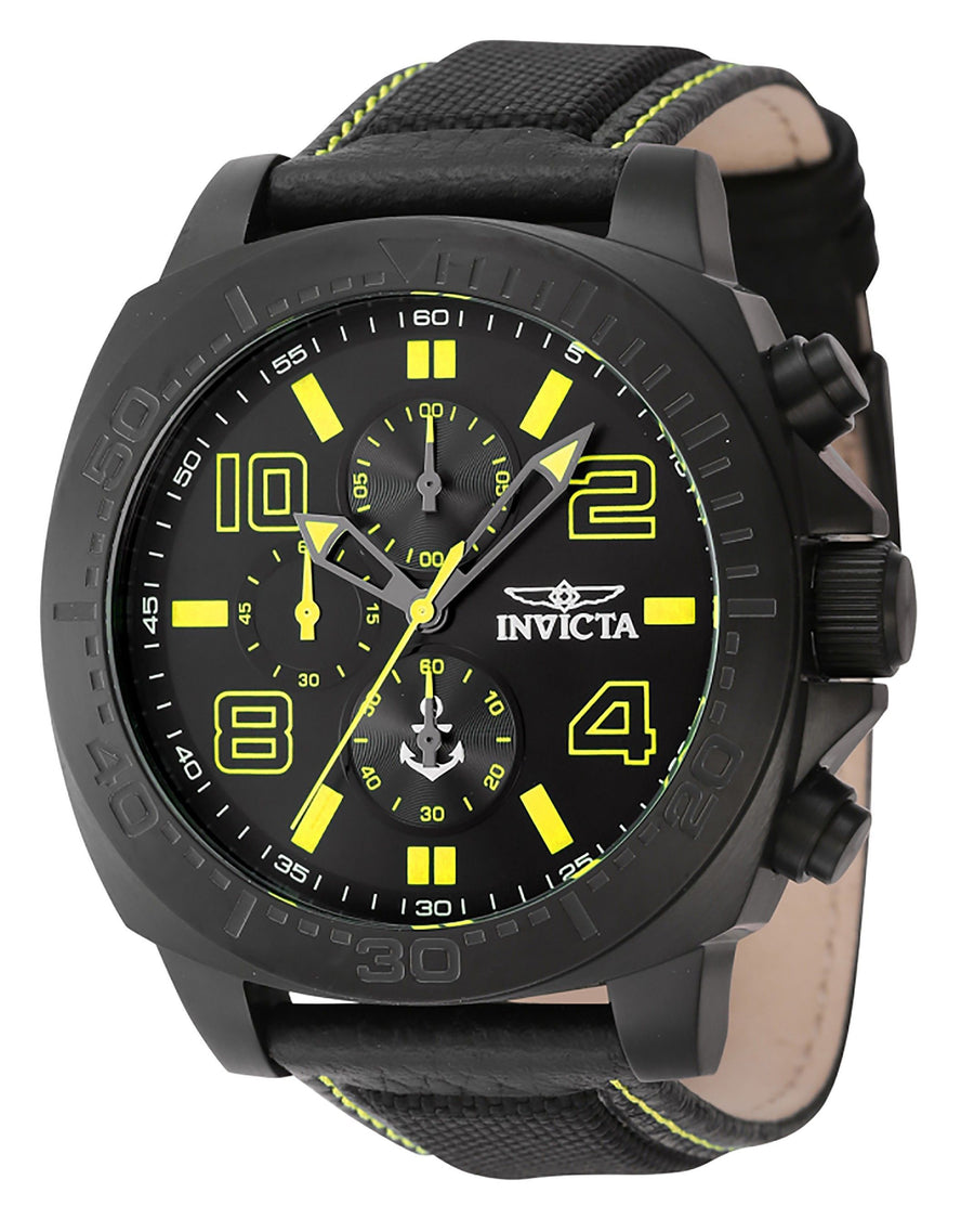 Invicta Ocean Voyage Chronograph Nylonarmband Schwarzes Zifferblatt Quarz 46287 Herrenuhr