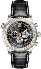 Invicta Ocean Voyage Chronograph Lederarmband Schwarz Zifferblatt Quarz Taucheruhr 47255 200M Herrenuhr