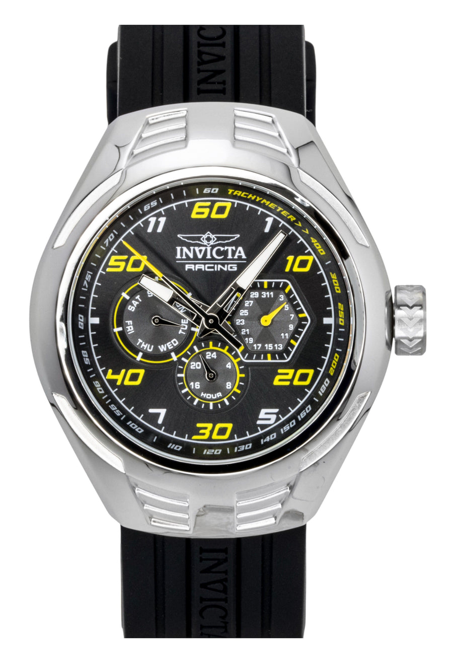 Invicta Racing Silikonarmband Schwarzes Zifferblatt Quarz 47724 Herrenuhr