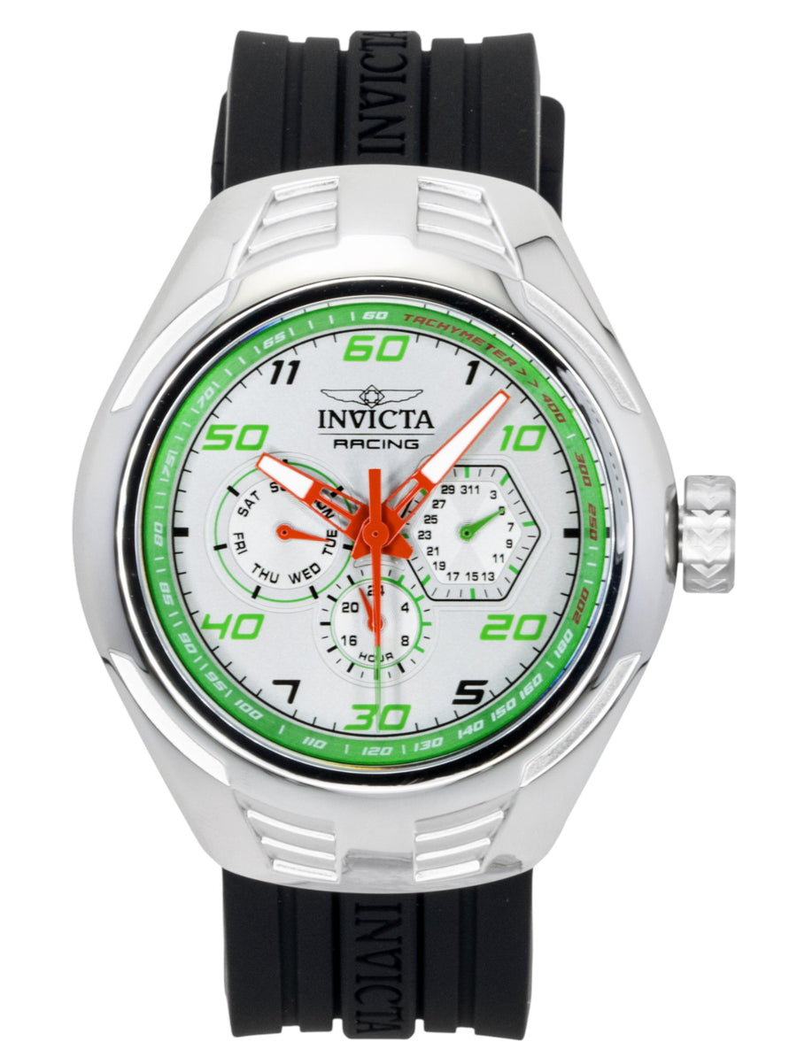 Invicta Racing Silikonarmband Silbernes Zifferblatt Quarz 47726 Herrenuhr