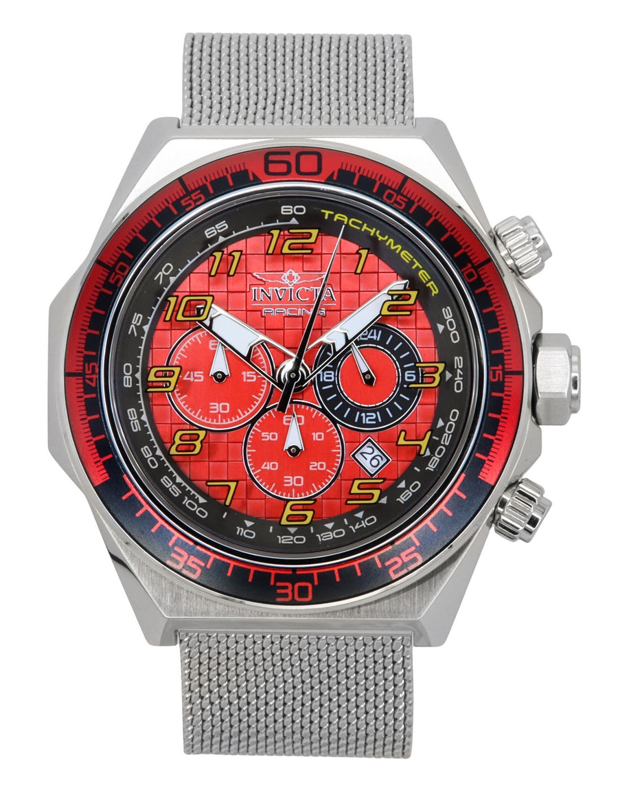 Invicta Racing Chronograph Herrenuhr aus Edelstahl mit rotem Zifferblatt Quarz 47900