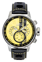 Invicta S1 Rally Chronograph GMT Lederarmband Gelb-Schwarzes Zifferblatt Quarz 48616 100M Herrenuhr