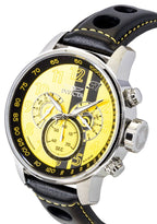 Invicta S1 Rally Chronograph GMT Lederarmband Gelb-Schwarzes Zifferblatt Quarz 48616 100M Herrenuhr