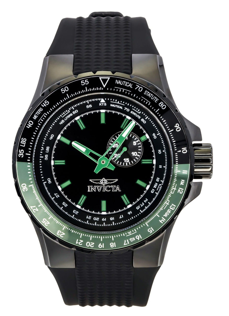 Invicta Aviator Schwarzes Silikonarmband Schwarzes Zifferblatt Quarz 49731 100M Herrenuhr