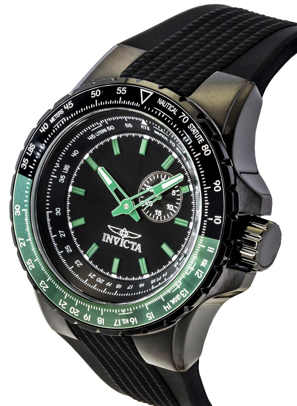 Invicta Aviator Black Silicone Strap Black Dial Quartz 49731 100M Men's Watch