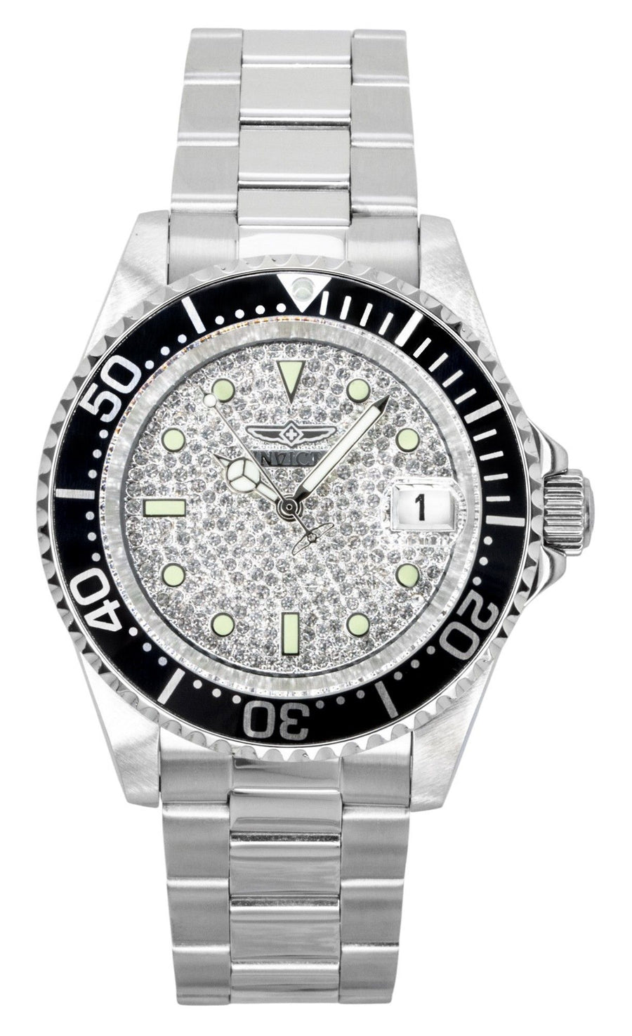 Invicta Pro Diver Edelstahl-Herrenuhr, Automatik, silbernes Zifferblatt, Taucheruhr, 50278, 200M