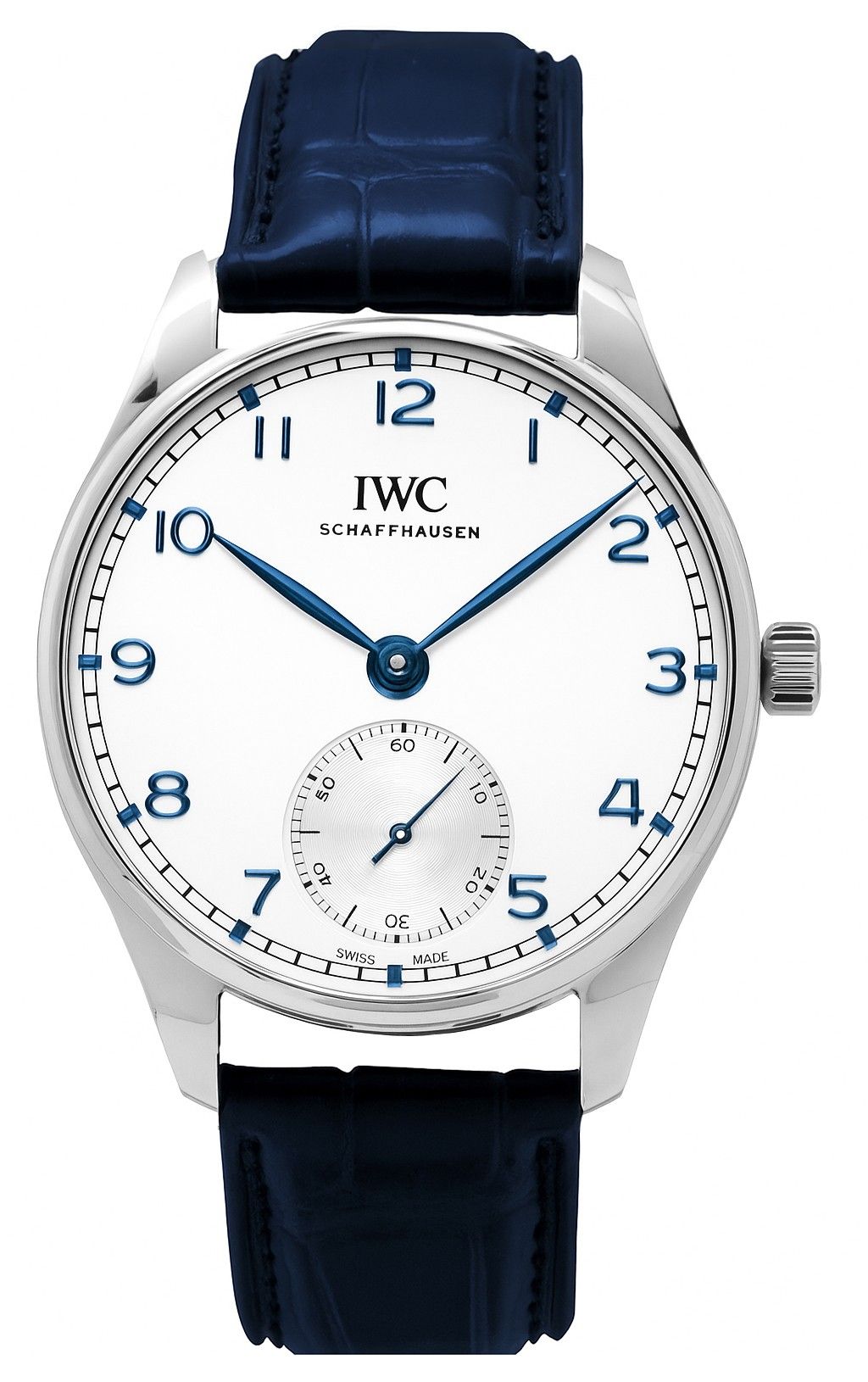 Orologio da uomo IWC Portugieser con cinturino in pelle, quadrante argentato e movimento automatico IW358304