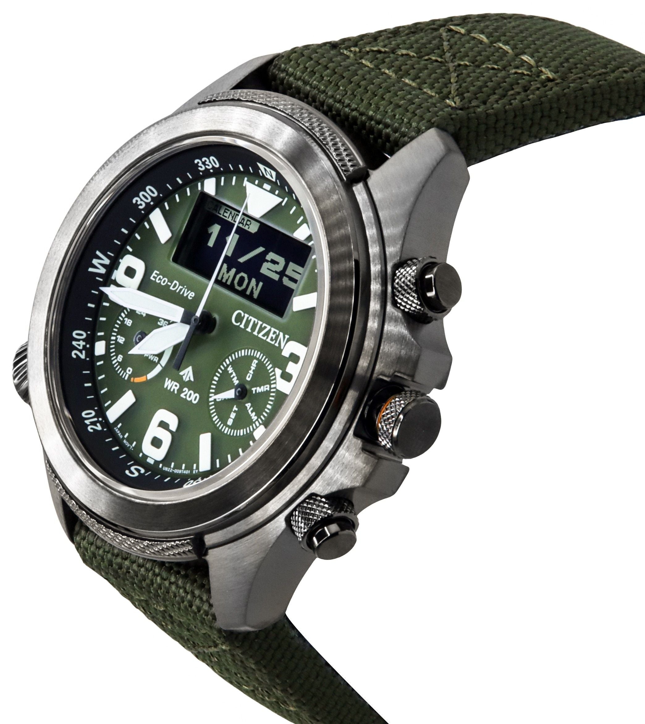 Citizen Promaster Land 35th Anniversary Chronograph Green Dial Eco-Drive JV1005-02W 200M Men's Watch