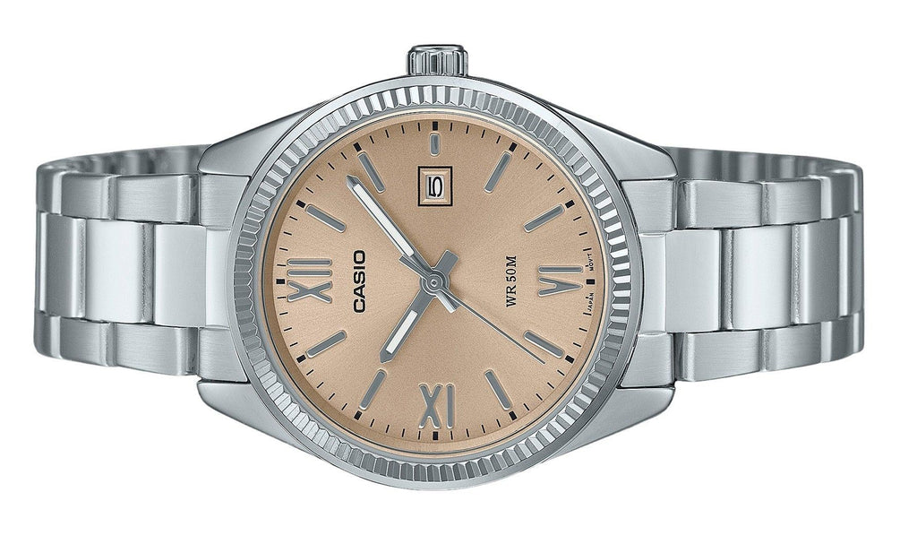 Casio Standard Analog Stainless Steel Peach Dial Quartz LTP-1302DD-4A2V Women's Watch