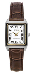 Casio Standard Analog Chrome Plated Leather Strap White Dial Quartz LTP-V007L-7B2 Women's Watch