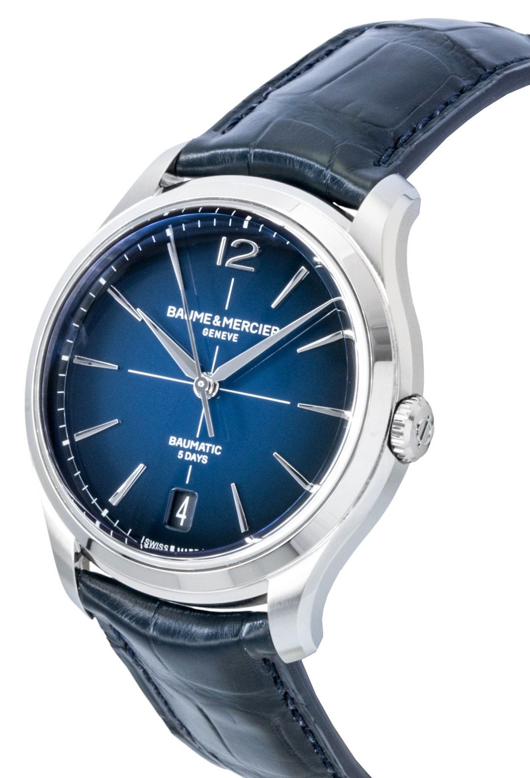 Baume & Mercier Clifton lederen band blauwe wijzerplaat automatisch M0A10771 herenhorloge