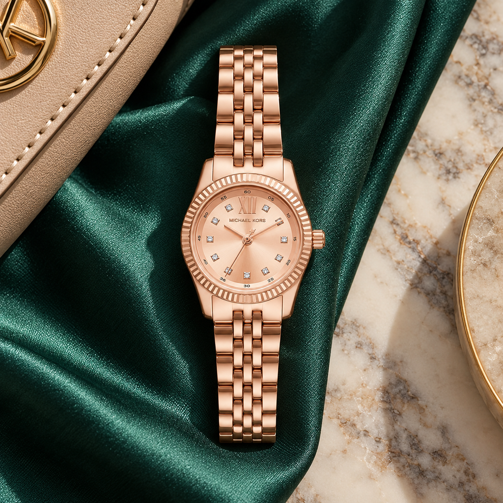 Michael Kors MK4739 Petite Lexington rose-gold pavé watch, Rome