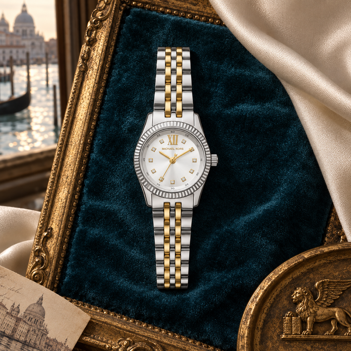 Michael Kors MK4740 Petite Lexington two-tone pavé watch, Venice
