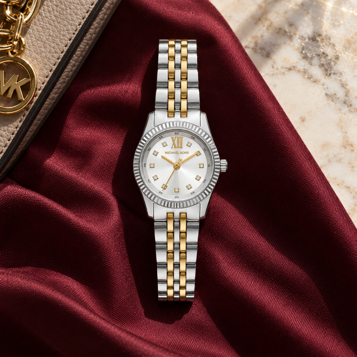 Michael Kors MK4740 Petite Lexington two-tone pavé watch, Rome