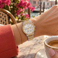 Michael Kors MK7532 Mini Bryant two-tone pavé watch, woman's wrist