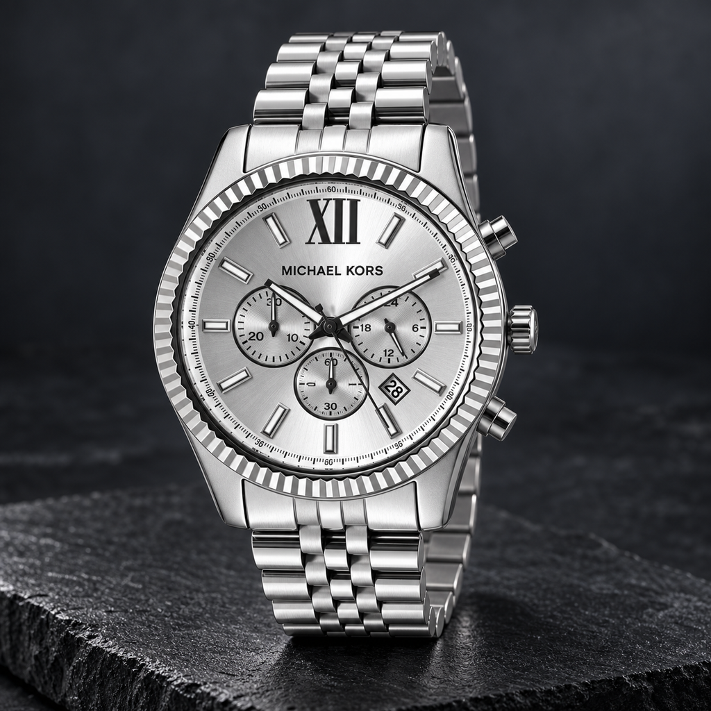 Michael Kors MK8405 men's Lexington silver-tone chronograph, concept 2