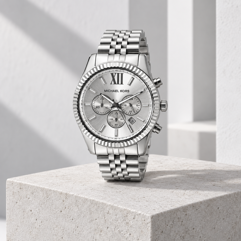 Michael Kors MK8405 men's Lexington silver-tone chronograph, concept 5
