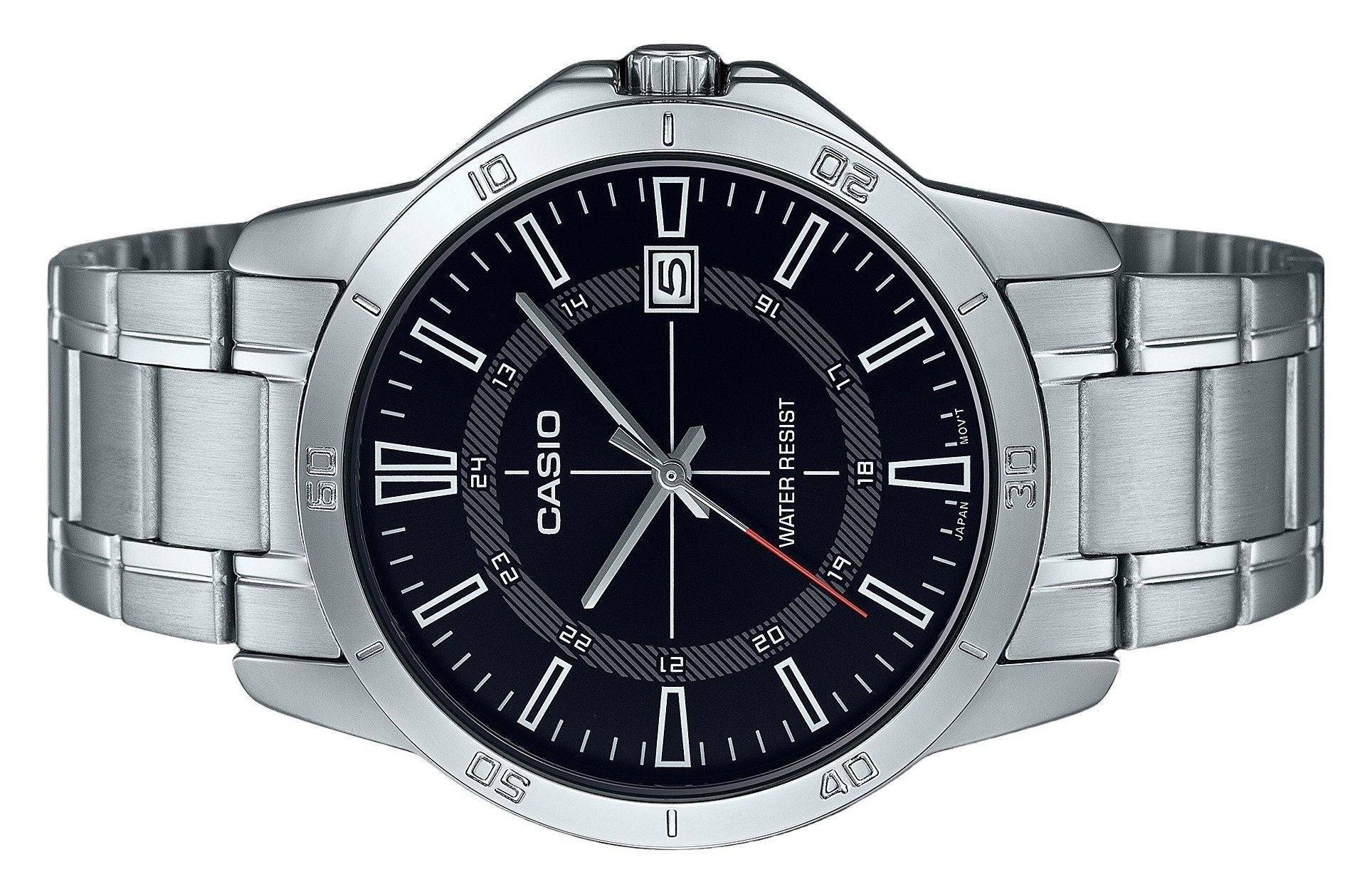 Casio Standard Analog Stainless Steel Black Dial Quartz MTP-V004D-1C Men's Watch