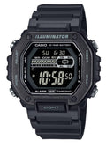Casio Standard Digital Black Resin Strap Blue Dial Quartz MWD-110HB-1BV 100M Men's Watch