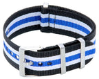 Ratio NATO19 Black and Blue Nylon 22mm Watch Strap