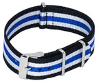 Ratio NATOR06 Multicolor Black White And Blue 20mm Polyester Watch Strap