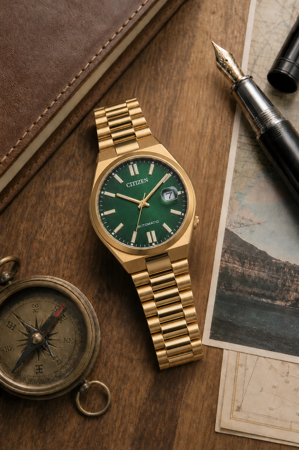 Citizen TSUYOSA Gold-Tone Green Dial Automatic NJ0152-51X 40mm Watch