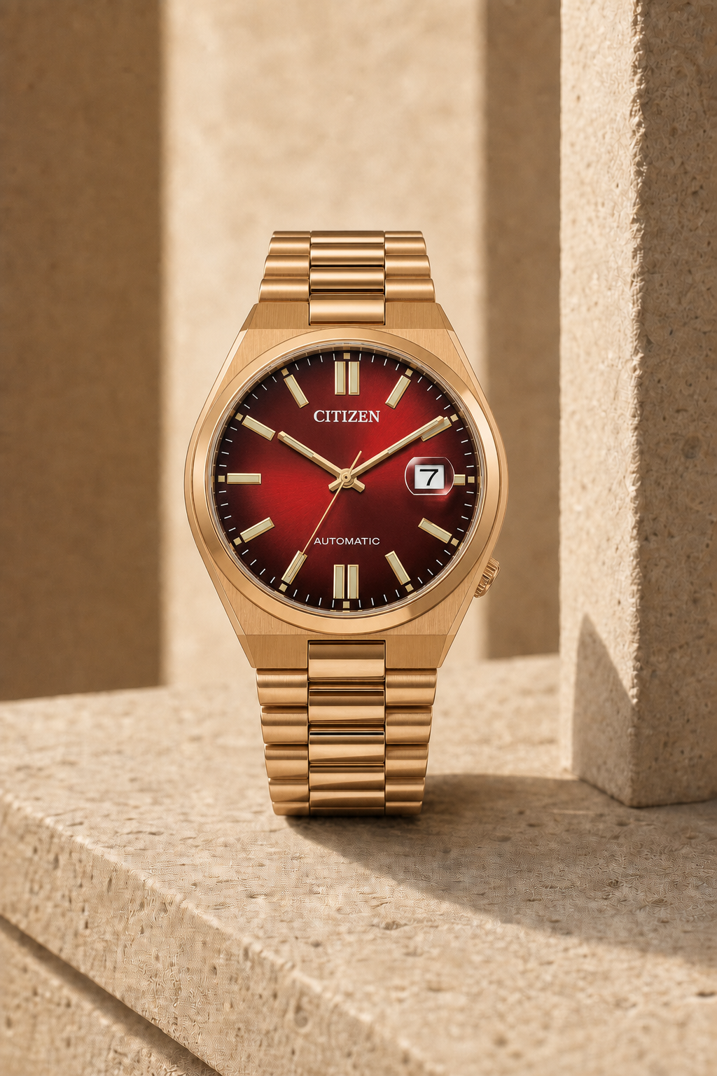 Citizen TSUYOSA Gold-Tone Wine Red Dial Automatic NJ0153-82X 40mm Watch