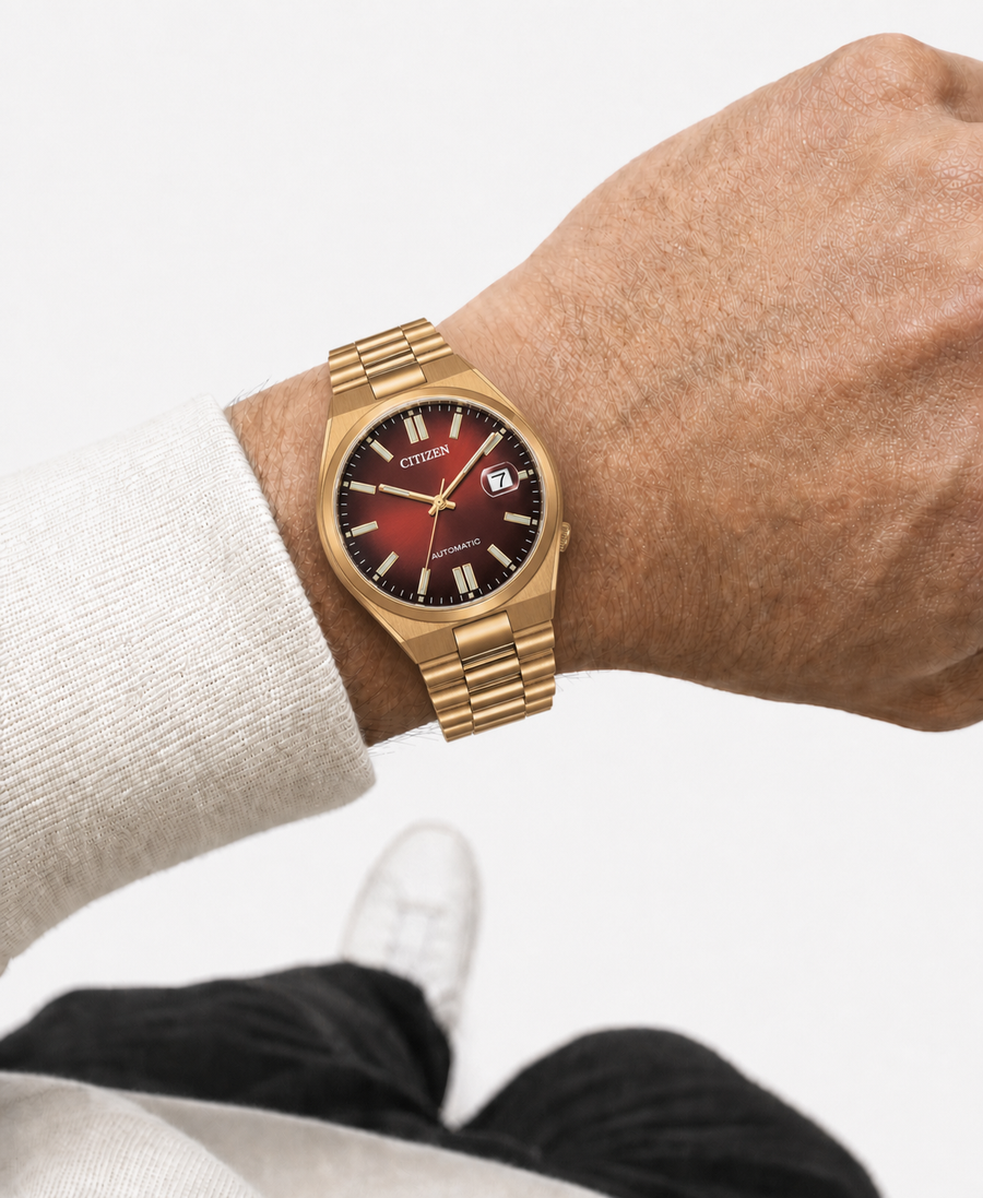 Citizen TSUYOSA Gold-Tone Wine Red Dial Automatic NJ0153-82X 40mm Watch