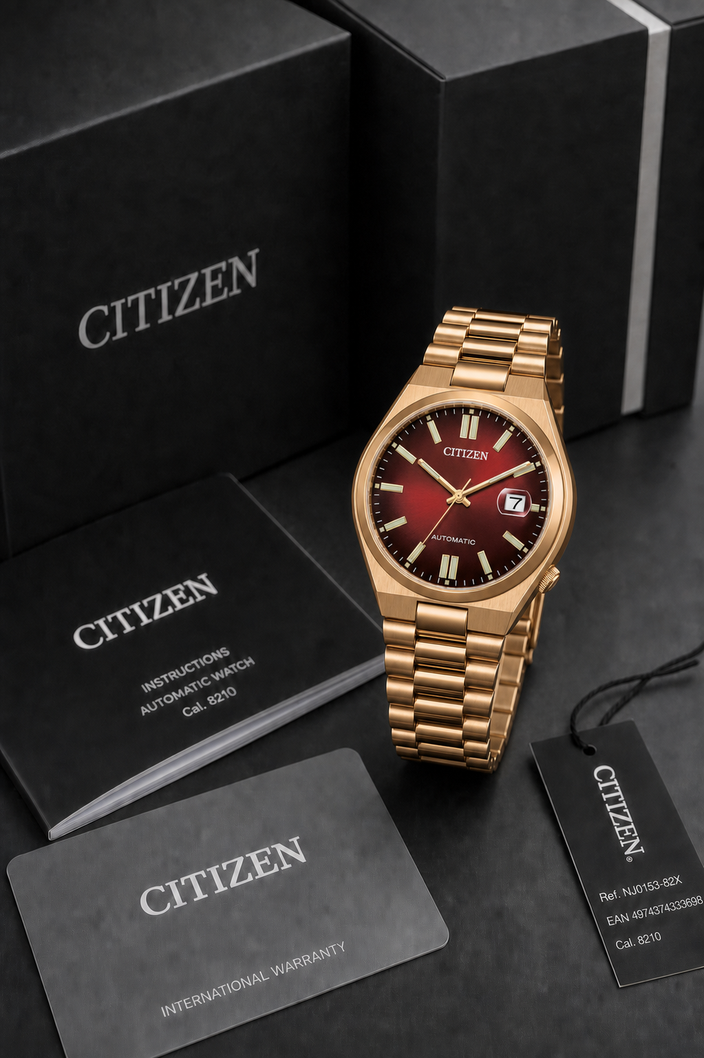 Citizen TSUYOSA Gold-Tone Wine Red Dial Automatic NJ0153-82X 40mm Watch