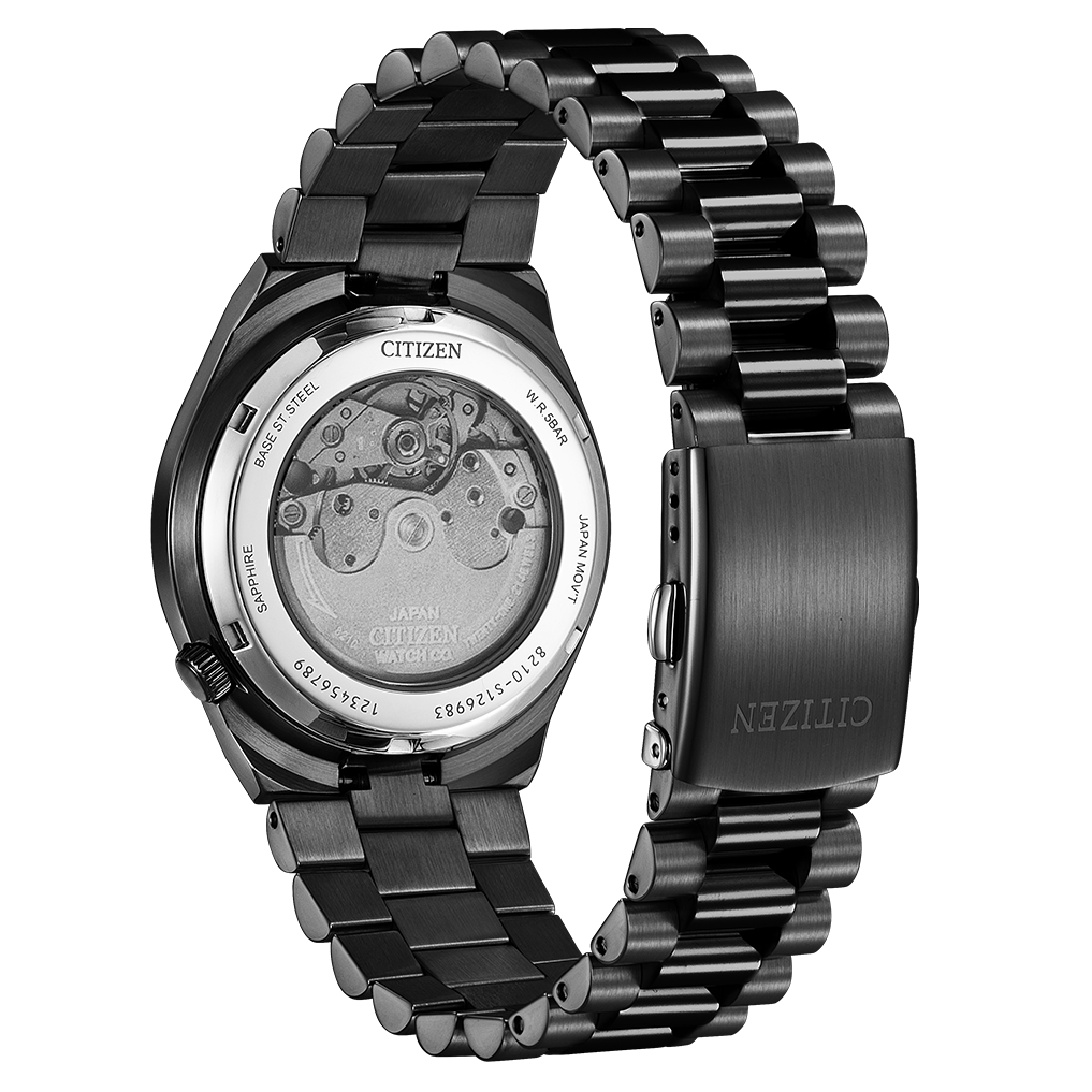 Citizen TSUYOSA Schwarz ionenplattierte Automatikuhr mit schwarzem Zifferblatt, 40 mm, NJ0155-87E