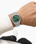 Citizen NJ0200-50X green dial automatic watch worn naturally on the wrist