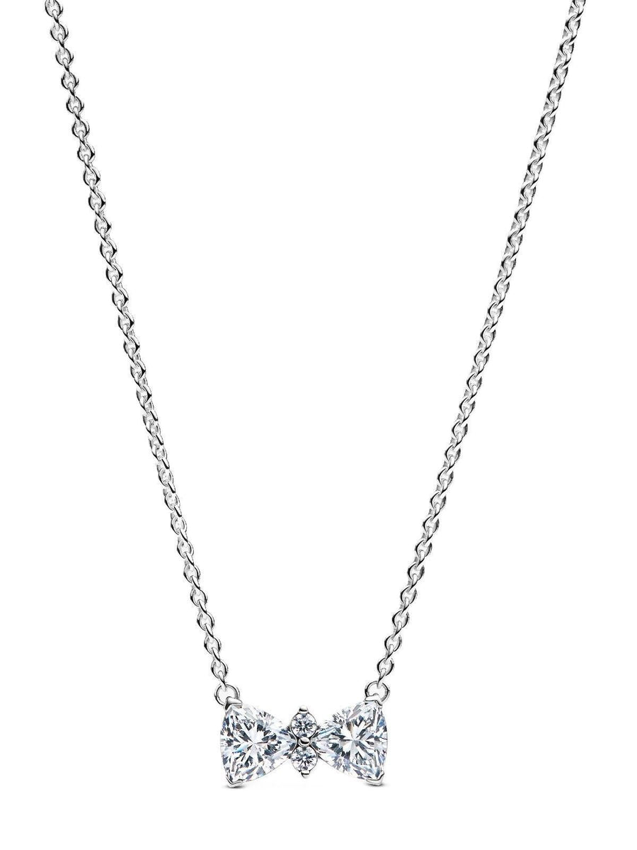 Pandora Glänzende Schleifen-Halskette mit klarem Zirkonia P-393509C01-45 für Damen