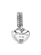 Pandora Mother And Daughter Hearts With Pink Enamel And Clear Cubic Zirconia P-792072EN40 For Women