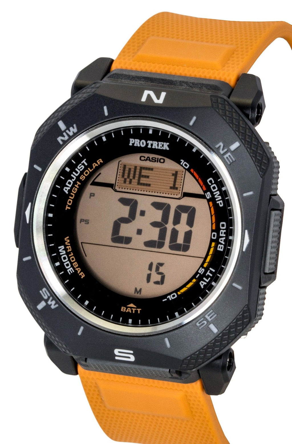 Casio Pro Trek Digital Orange Bio-Based Resin Strap Solar PRG-69-4 100M Men's Watch