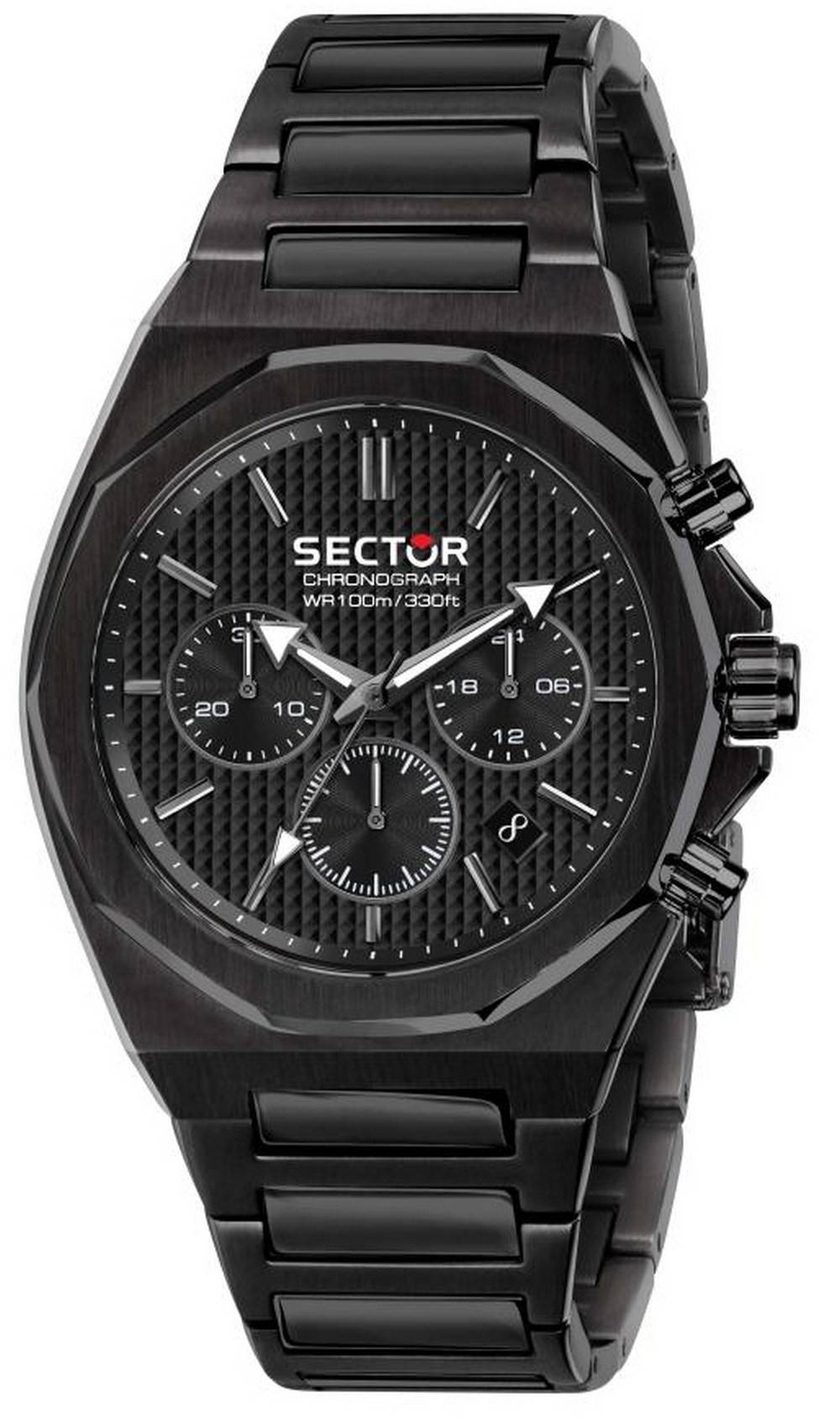 Sector 960 chronograaf zwarte wijzerplaat roestvrij staal quartz R3273628001 100M herenhorloge